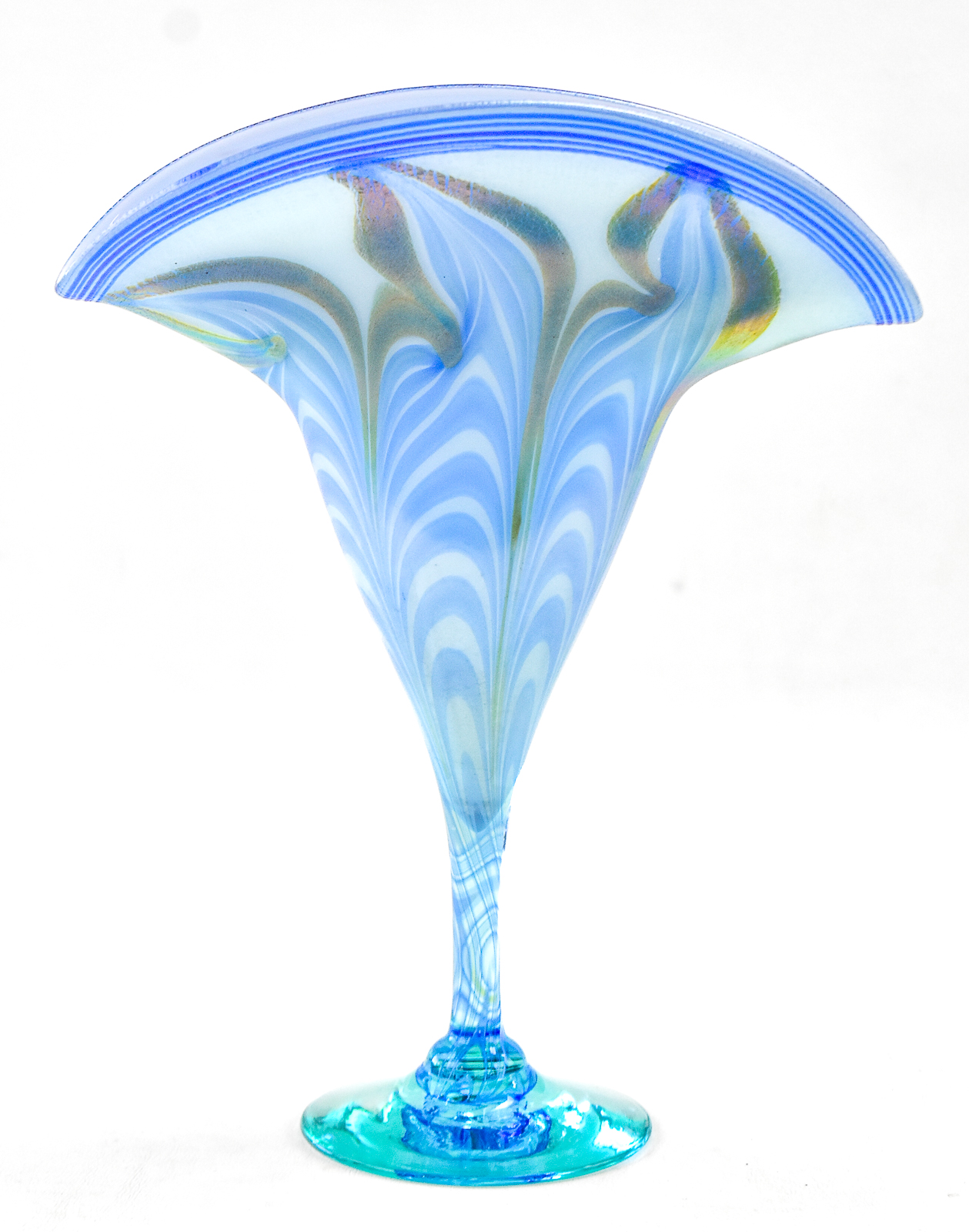 JERRY VANDERMARK IRIDESCENT STUDIO ART FAN VASE