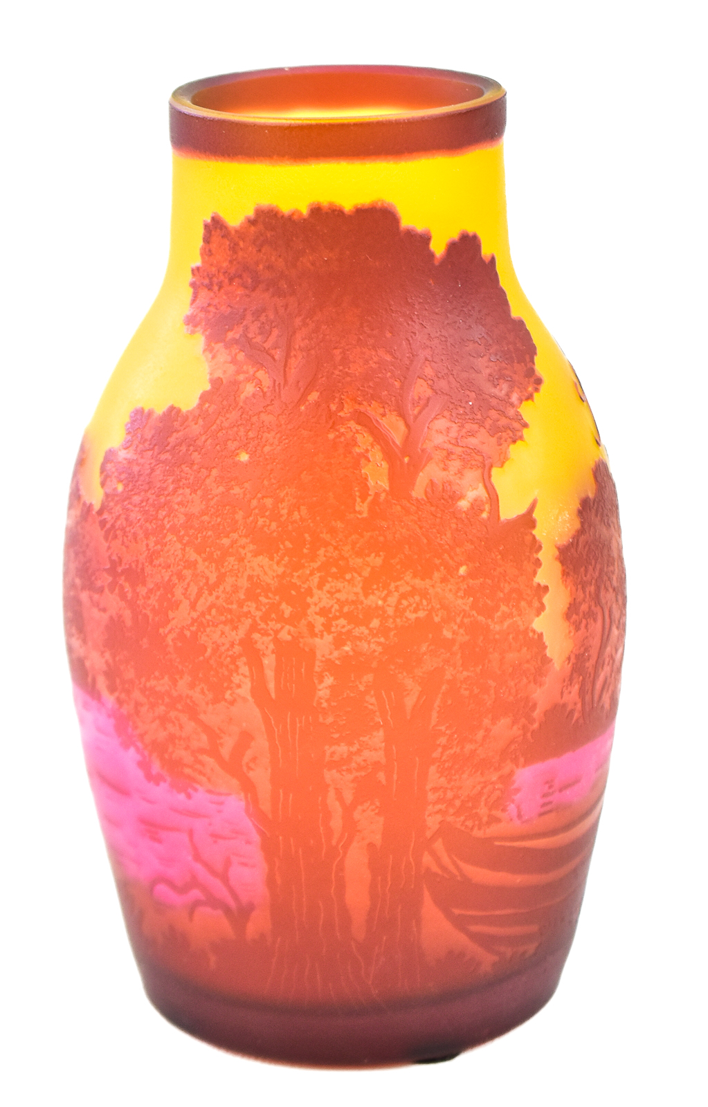 EMILE GALLE STYLE LANDSCAPE CAMEO GLASS VASE