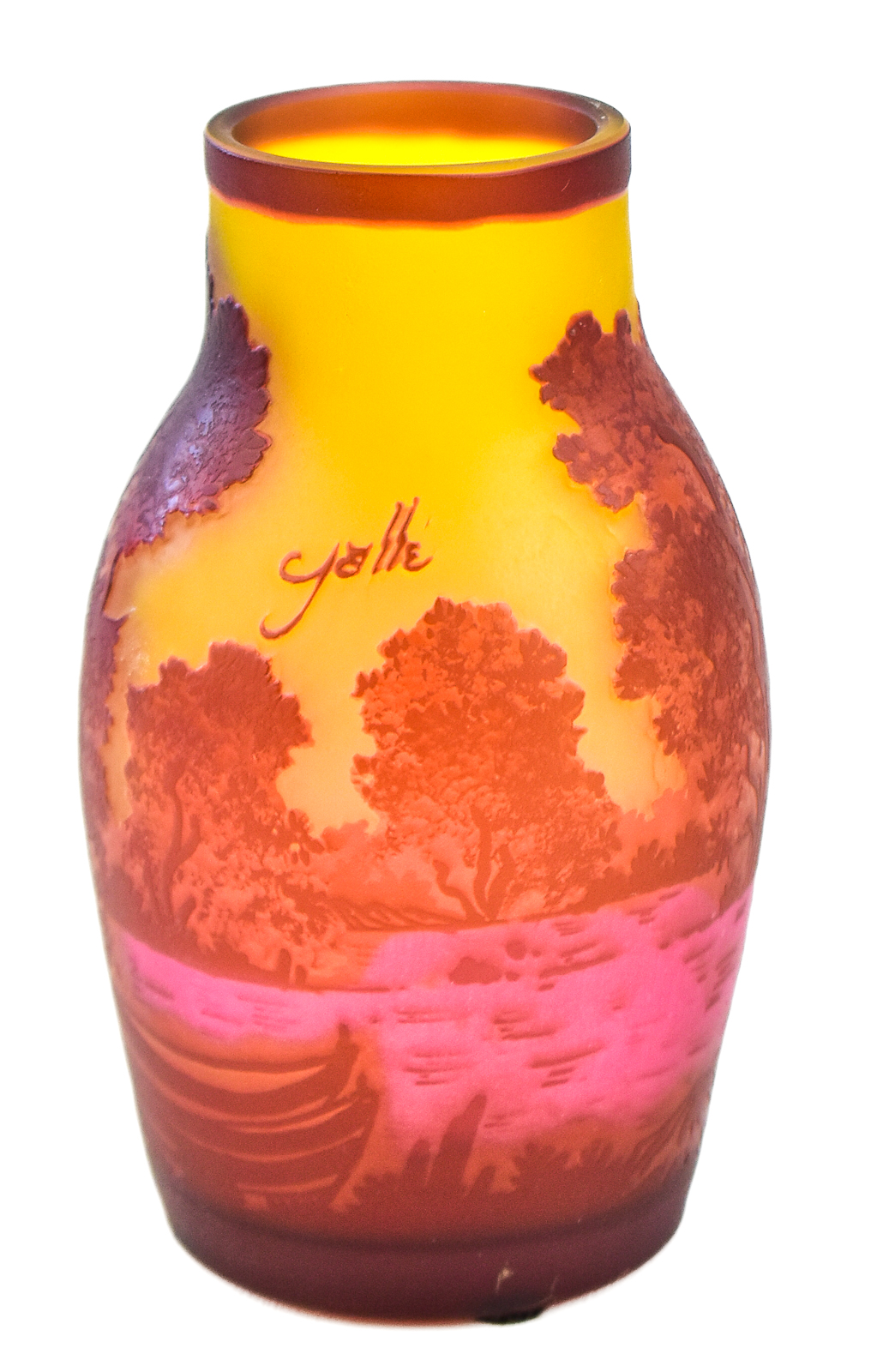 EMILE GALLE STYLE LANDSCAPE CAMEO GLASS VASE
