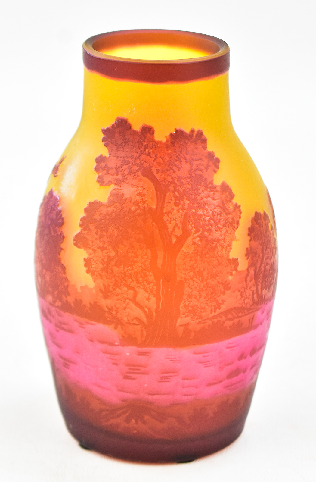 EMILE GALLE STYLE LANDSCAPE CAMEO GLASS VASE