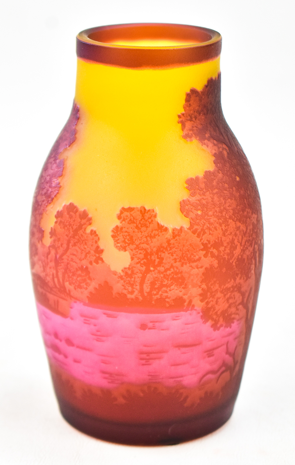 EMILE GALLE STYLE LANDSCAPE CAMEO GLASS VASE