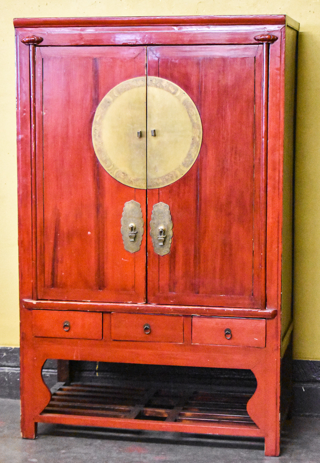 CHINESE ELMWOOD RED WEDDING CABINET