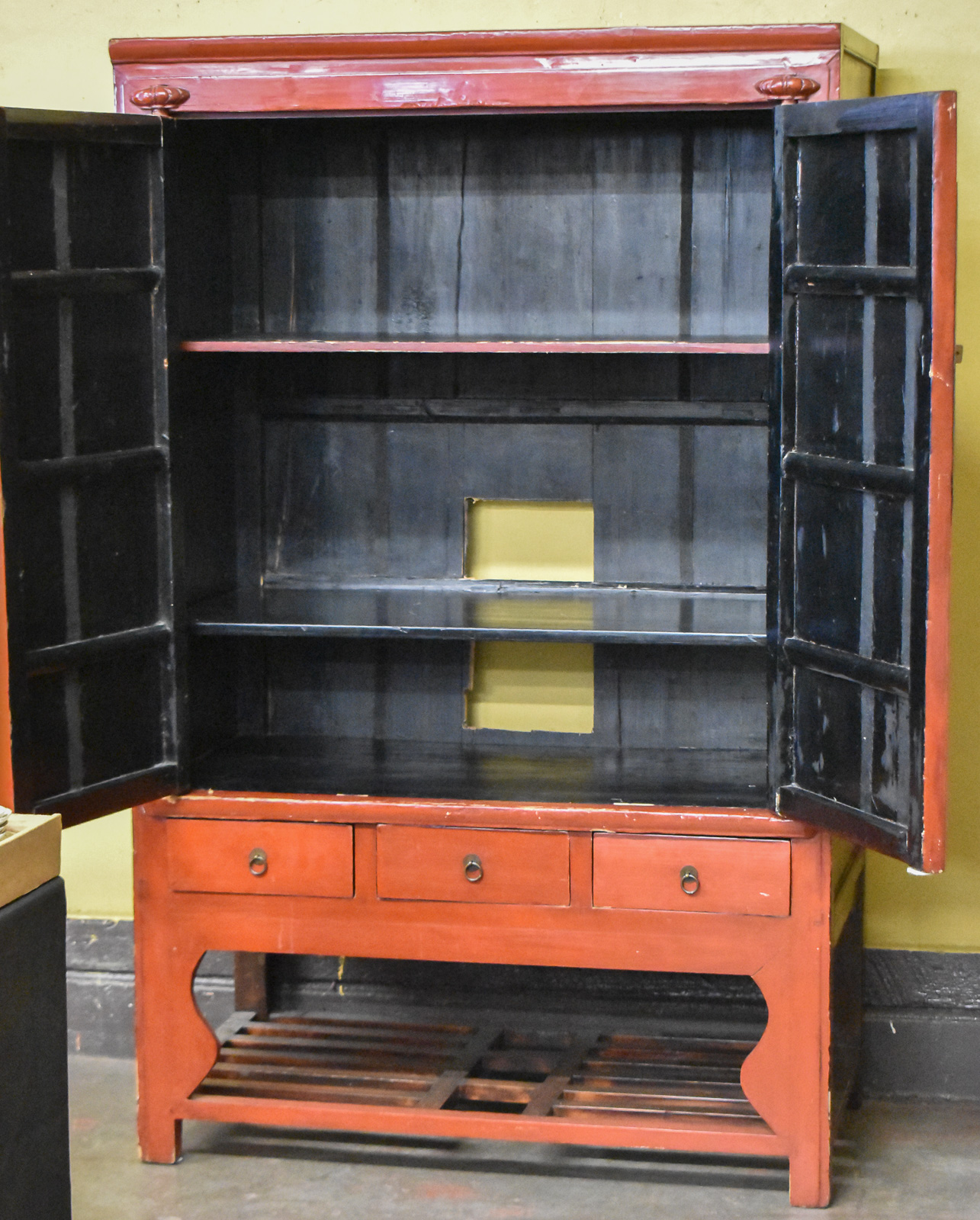 CHINESE ELMWOOD RED WEDDING CABINET