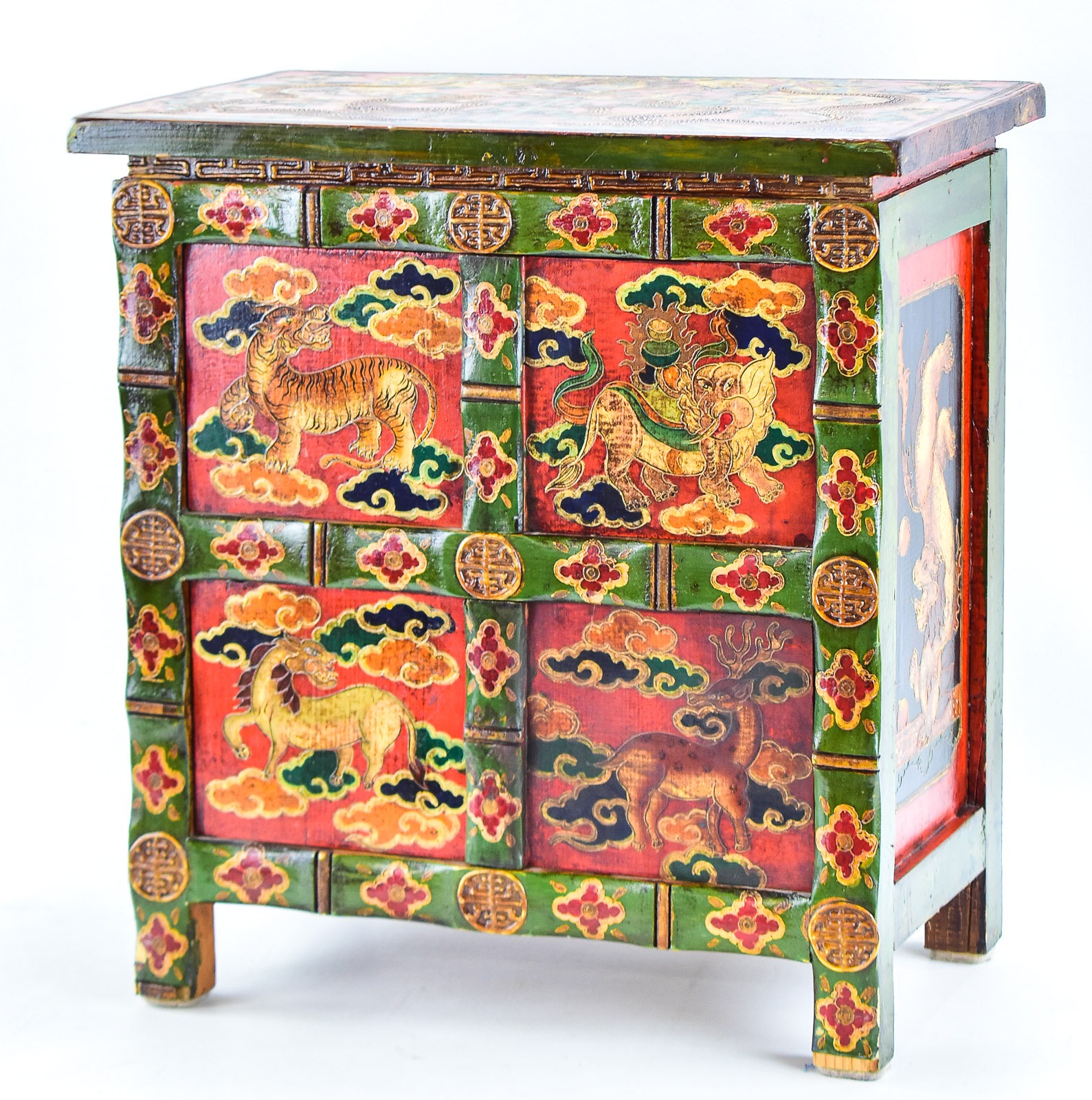 HAND-PAINTED TIBETAN CABINET, EARLY 20TH CENTURY