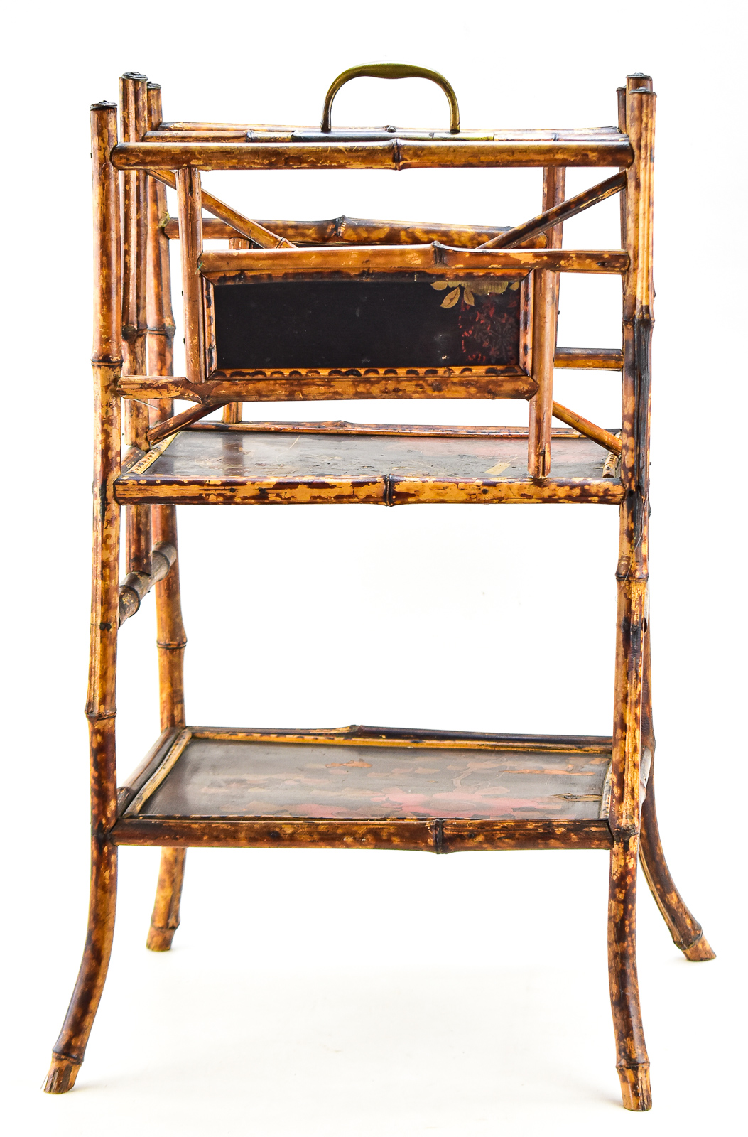 VICTORIAN BAMBOO AND LACQUER ANGLO-JAPANESE CANTERBURY