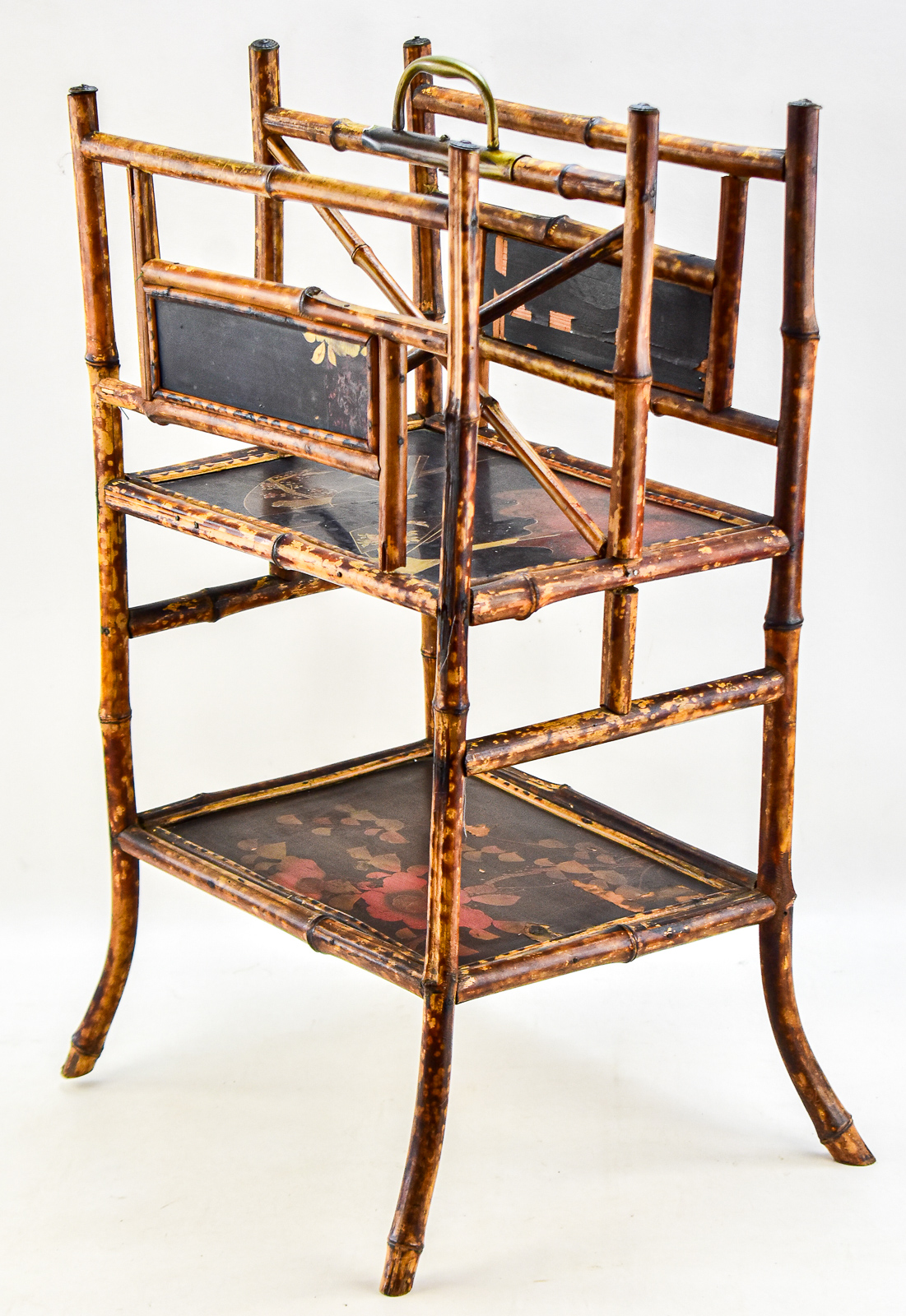 VICTORIAN BAMBOO AND LACQUER ANGLO-JAPANESE CANTERBURY