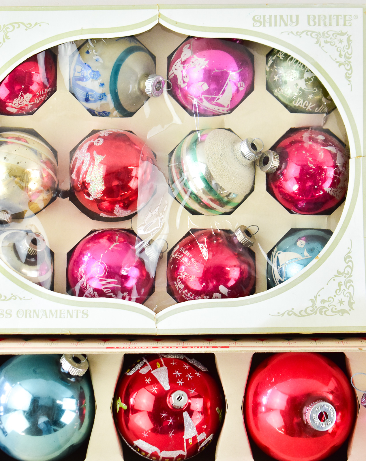 28 SHINY BRITE GLASS CHRISTMAS ORNAMENTS