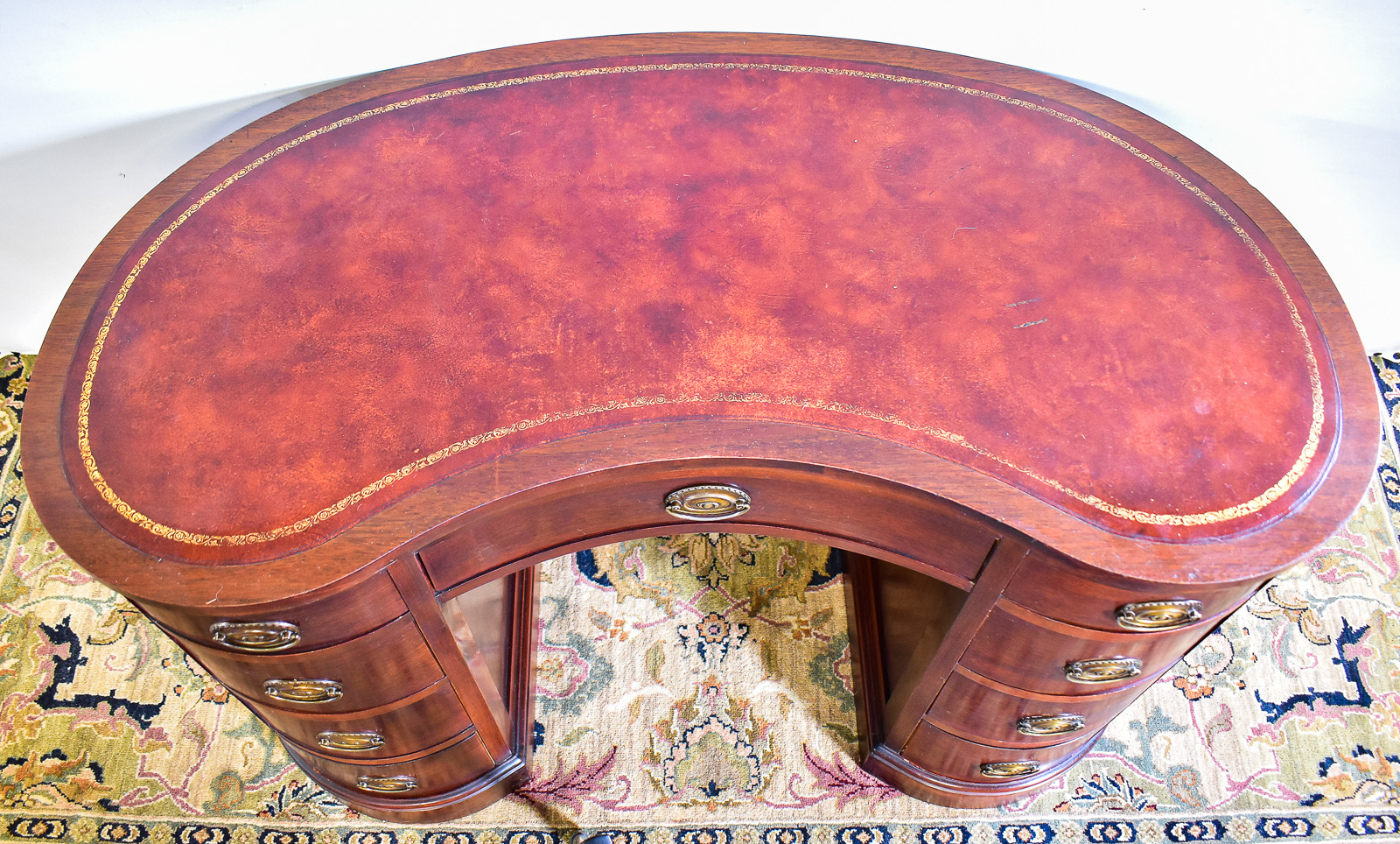 MADDOX LEATHER TOP KIDNEY DESK
