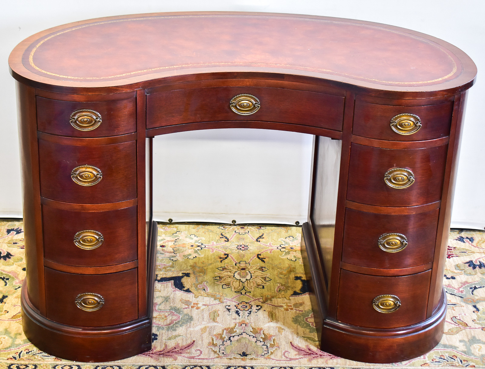 MADDOX LEATHER TOP KIDNEY DESK