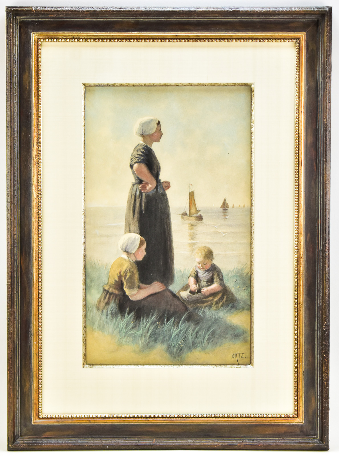 ADOLF ARTZ "WATCHING THE SHIPS RETURN" LITHOGRAPH