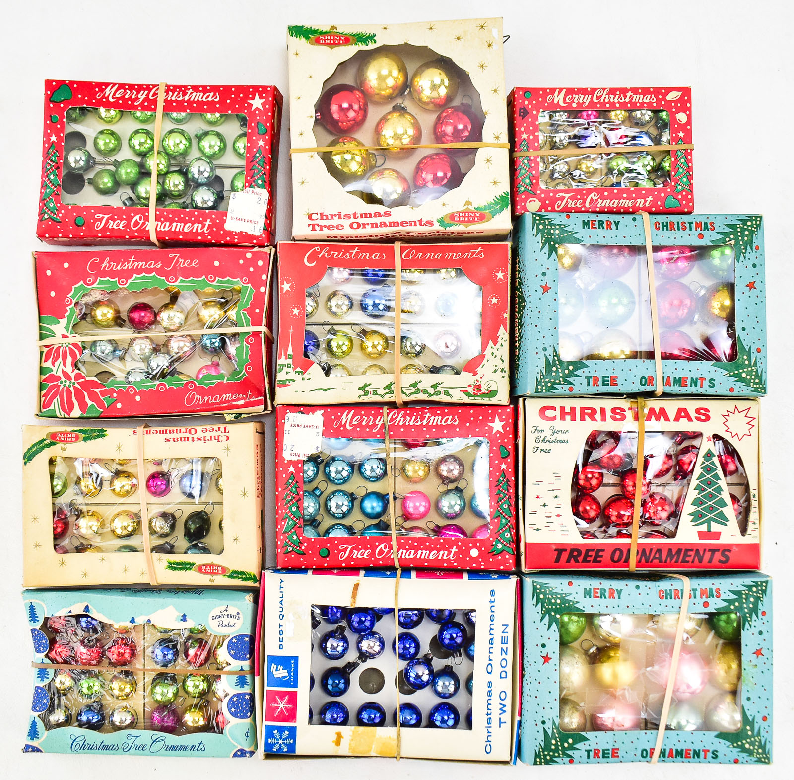 MINIATURE MERCURY GLASS BALL ORNAMENTS SHINY BRITE & MORE
