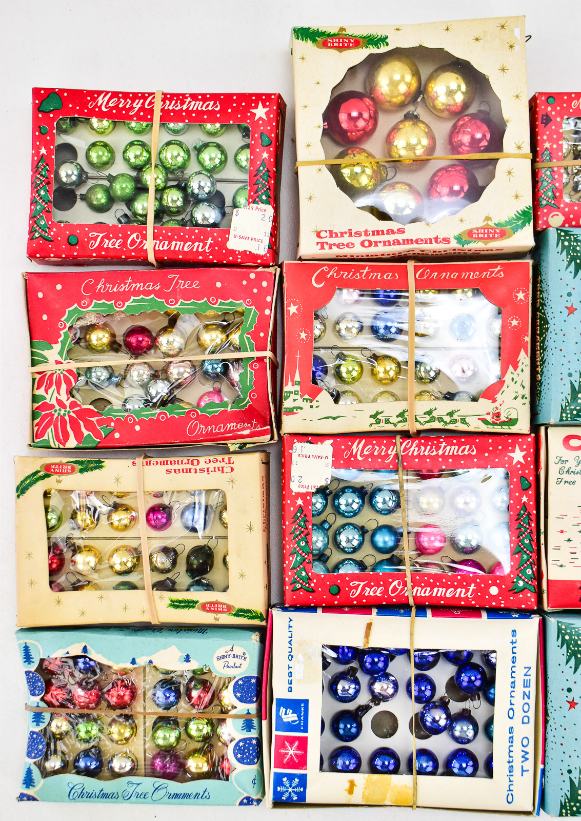 MINIATURE MERCURY GLASS BALL ORNAMENTS SHINY BRITE & MORE