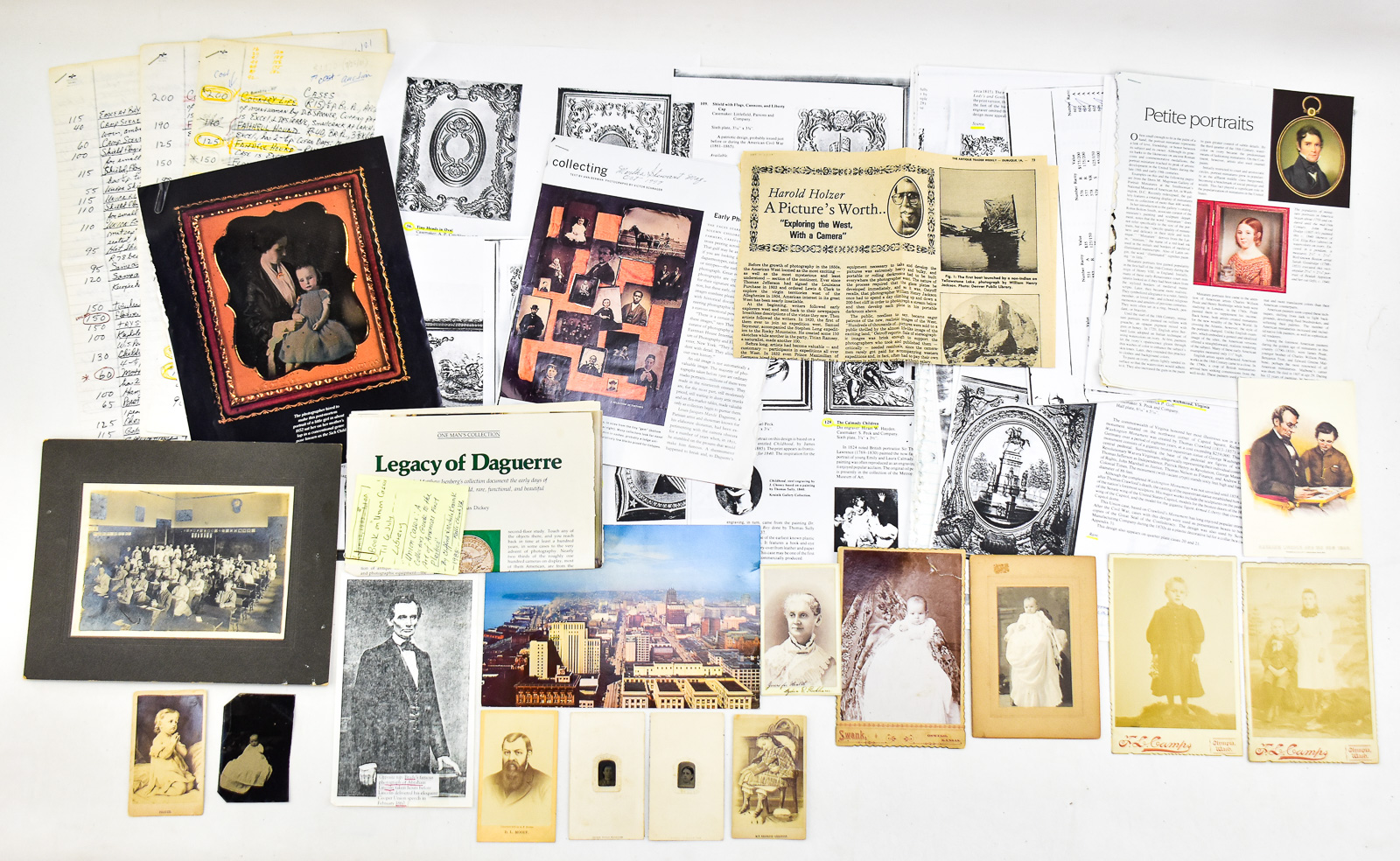 ASSORTED EPHEMERA; PHOTOGRAPHS, POSTCARDS, NEWSPAPER ARTICLES, ETC.
