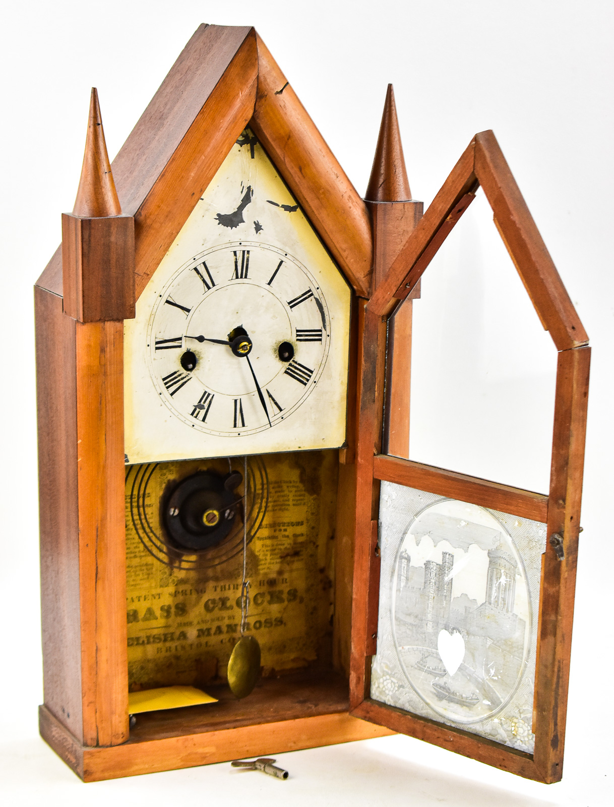 ELISHA MANROSS STEEPLE CLOCK, C. 1840s