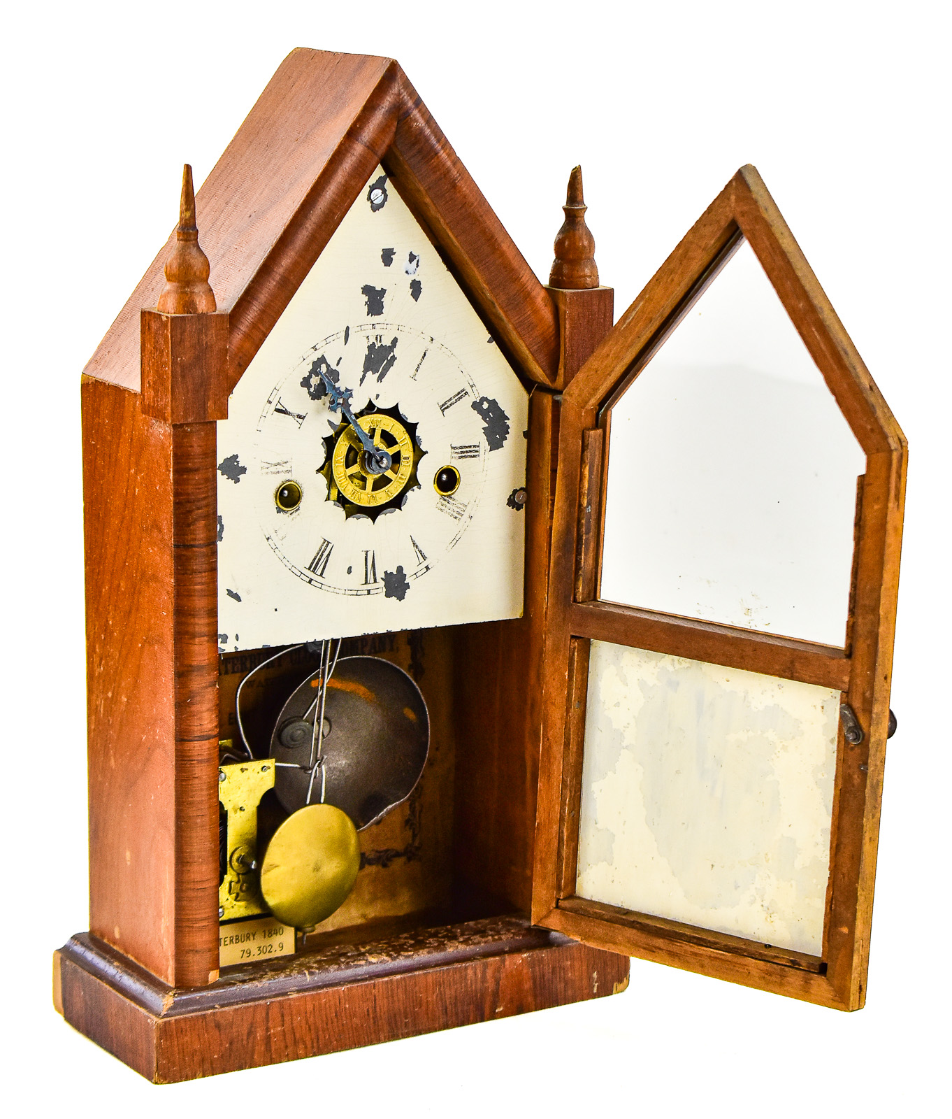 STEEPLE MANTEL SHELF CLOCK, WATERBURY CLOCK COMPANY, 19TH CENTURY
