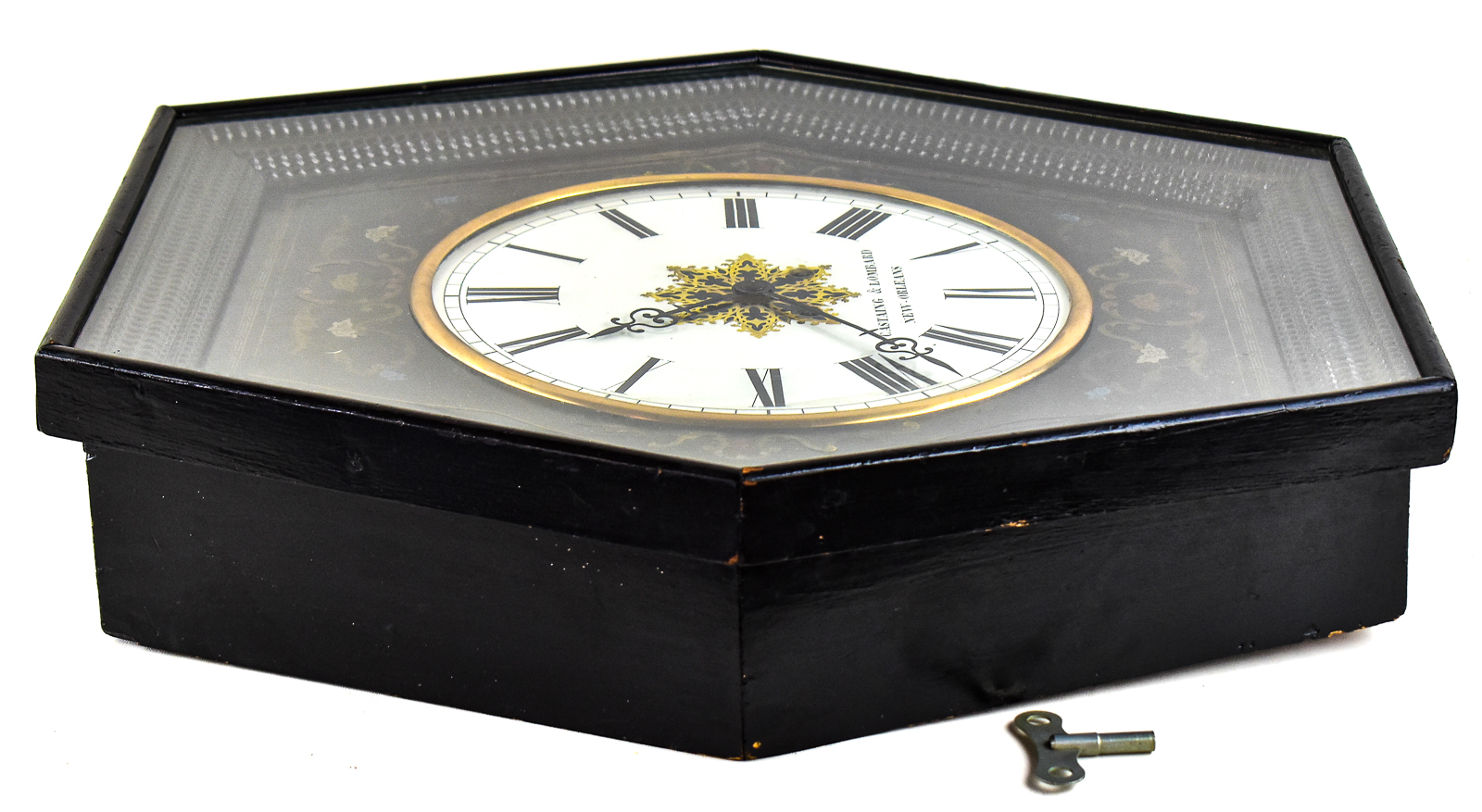 "BULL'S EYE" FRENCH NAPOLEON III HEXAGONAL WALL CLOCK