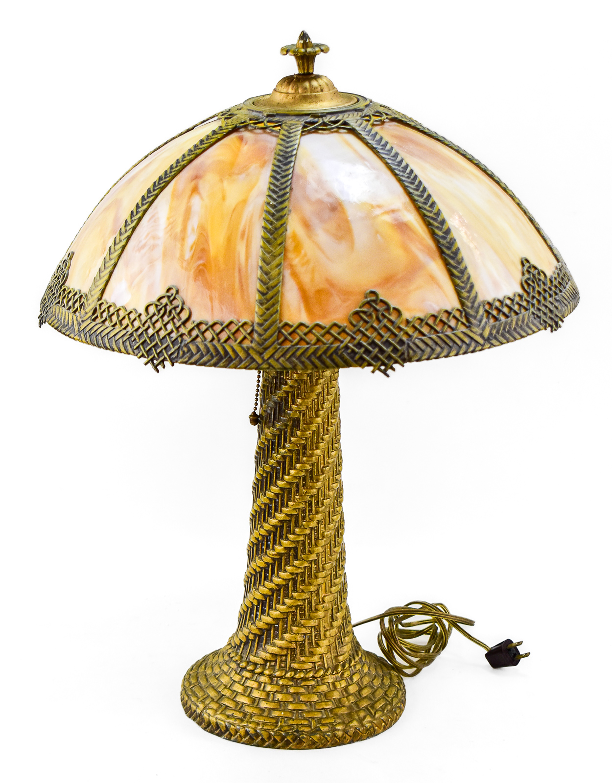 ART NOUVEAU SLAG GLASS TABLE LAMP