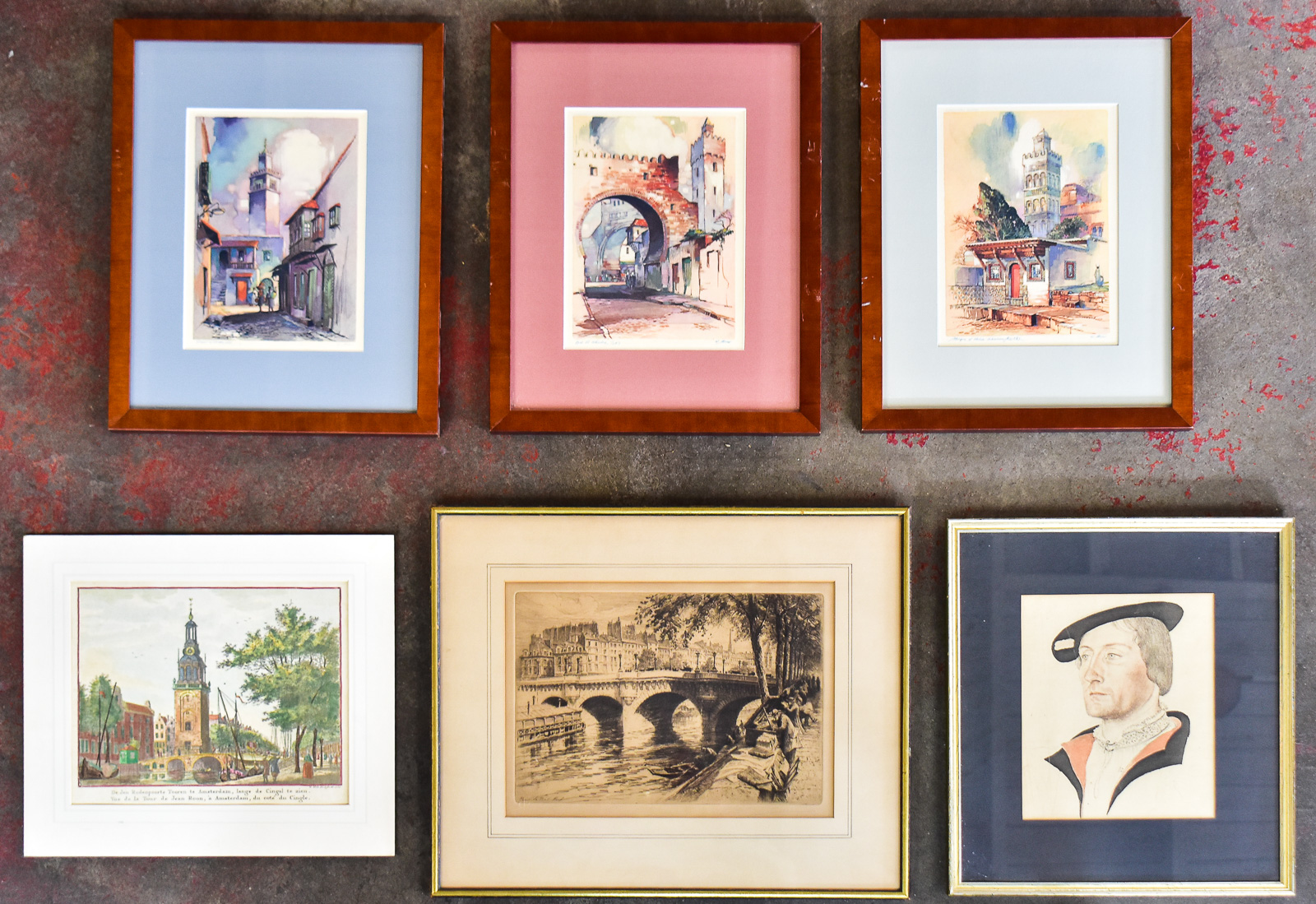 COLLECTION OF SIX PRINTS, LITHOGRAPHS, & AND AN ETCHING: CHARLES PINET, AL MATTEL, JEAN CLOUET