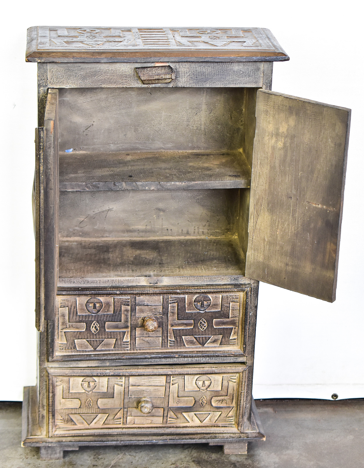 HAND-CARVED TEAK CABINET, INDONESIA