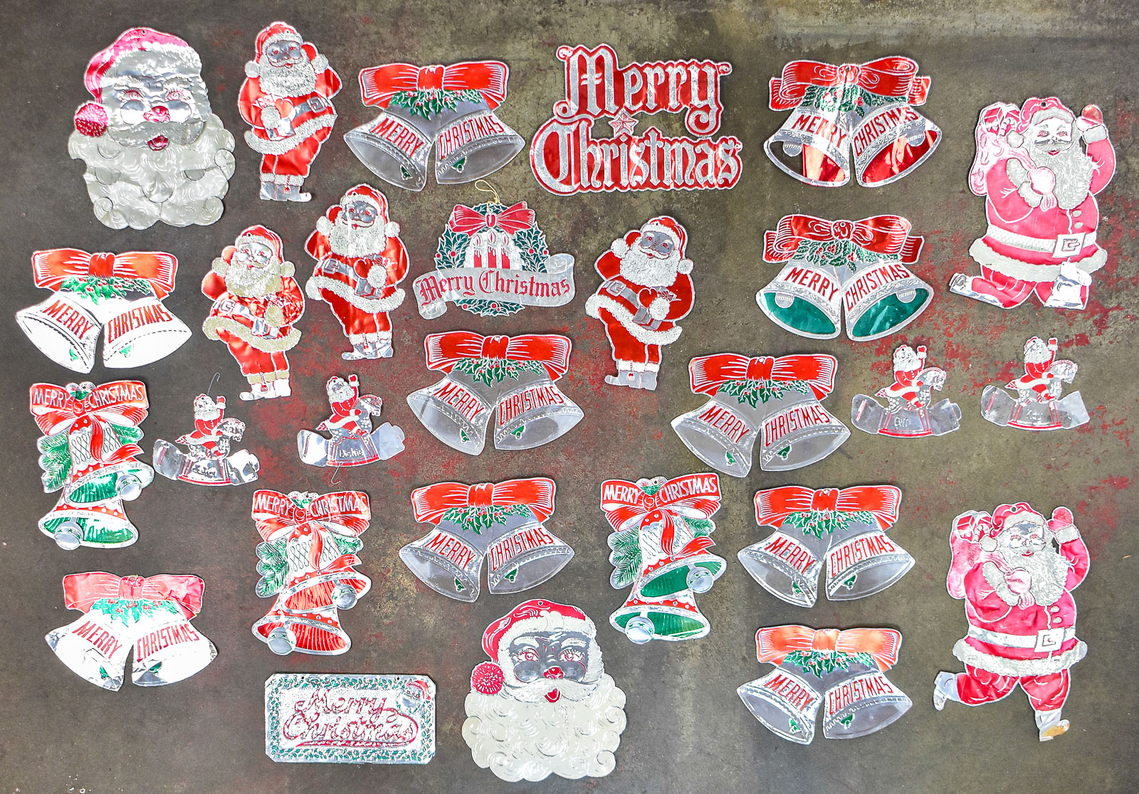 27 DIE-CUT FOIL CHRISTMAS ORNAMENTS: DOUBL-GLO, DENNISON