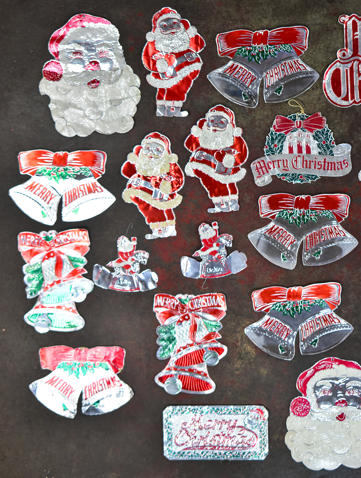 27 DIE-CUT FOIL CHRISTMAS ORNAMENTS: DOUBL-GLO, DENNISON