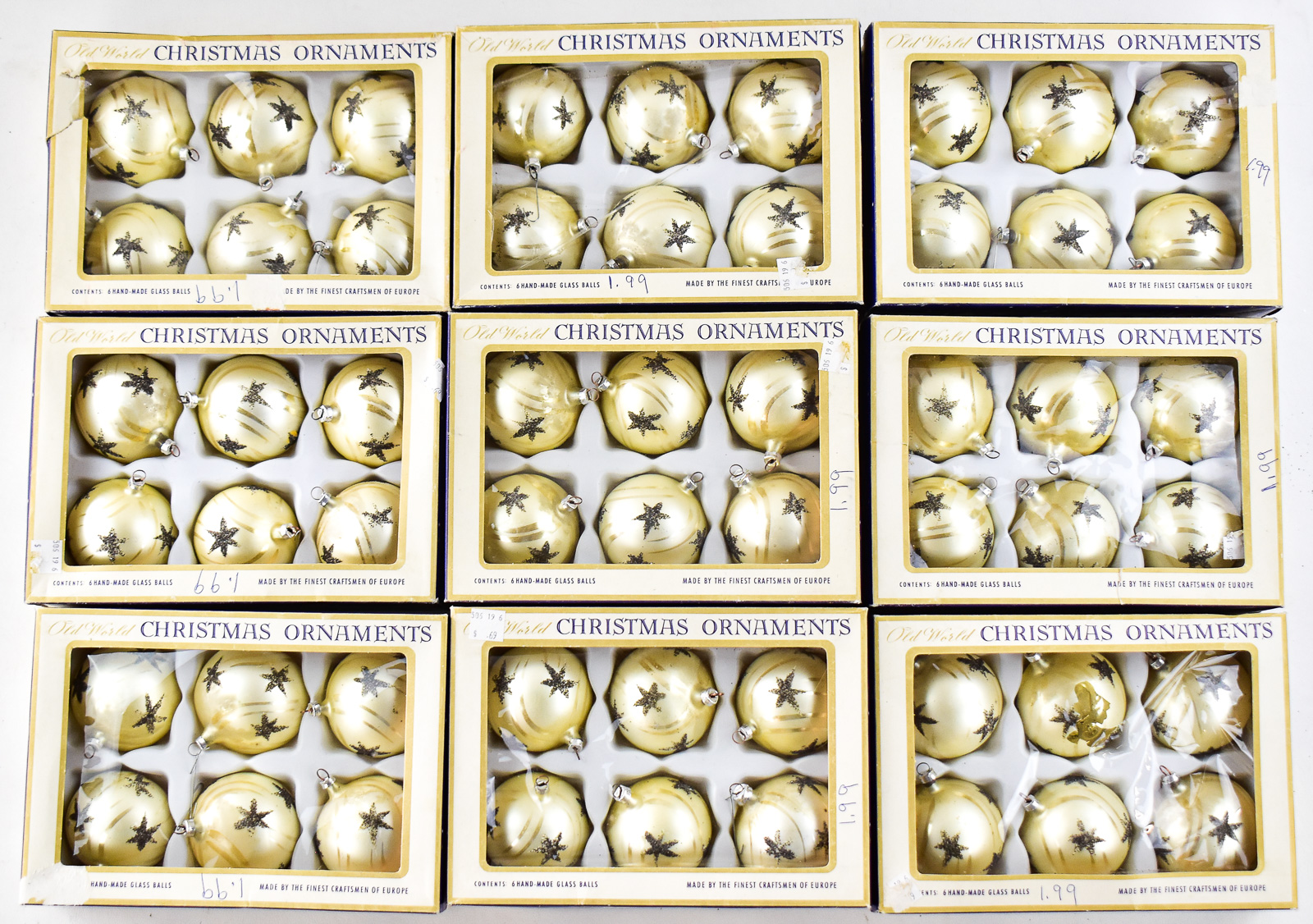 8 BOXES OF COLUBIA "OLD WORLD" CHRISTMAS ORNAMENTS
