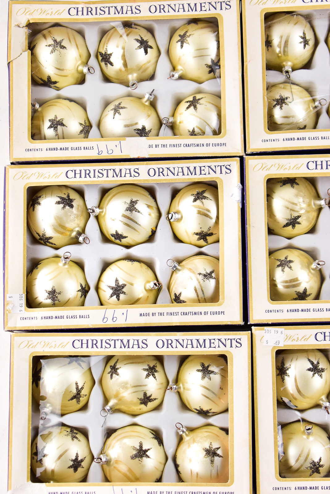 8 BOXES OF COLUBIA "OLD WORLD" CHRISTMAS ORNAMENTS