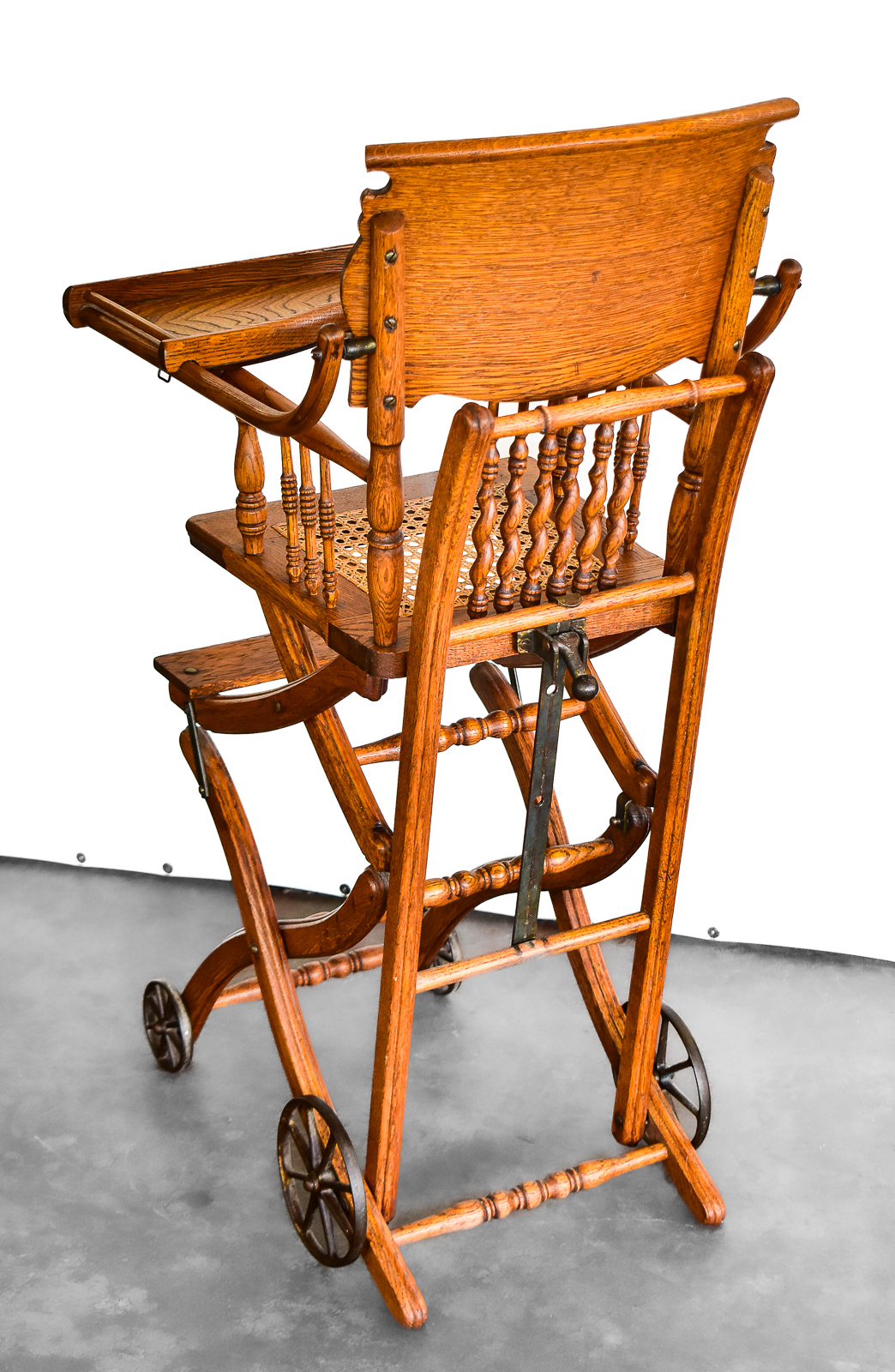 PRESSED-BACK OAK HIGH CHAIR STROLLER