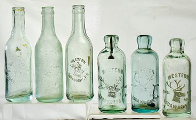 WESTERN SODA WORKS PORTLAND, OREGON BOTTLE COLLECTION. This collection has six bottles from the 