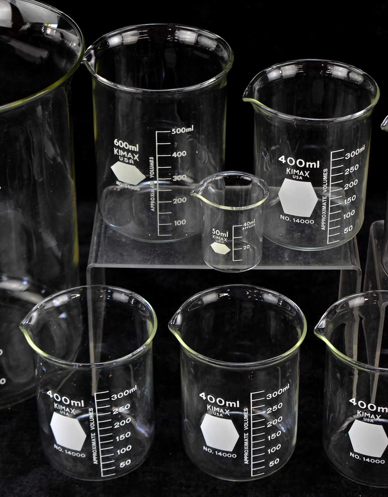 ELEVEN LABORATORY BEAKERS