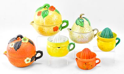 CITRUS THEMED REAMERS/JUICER COLLECTION. This collection includes six Japanese ceramic citrus 