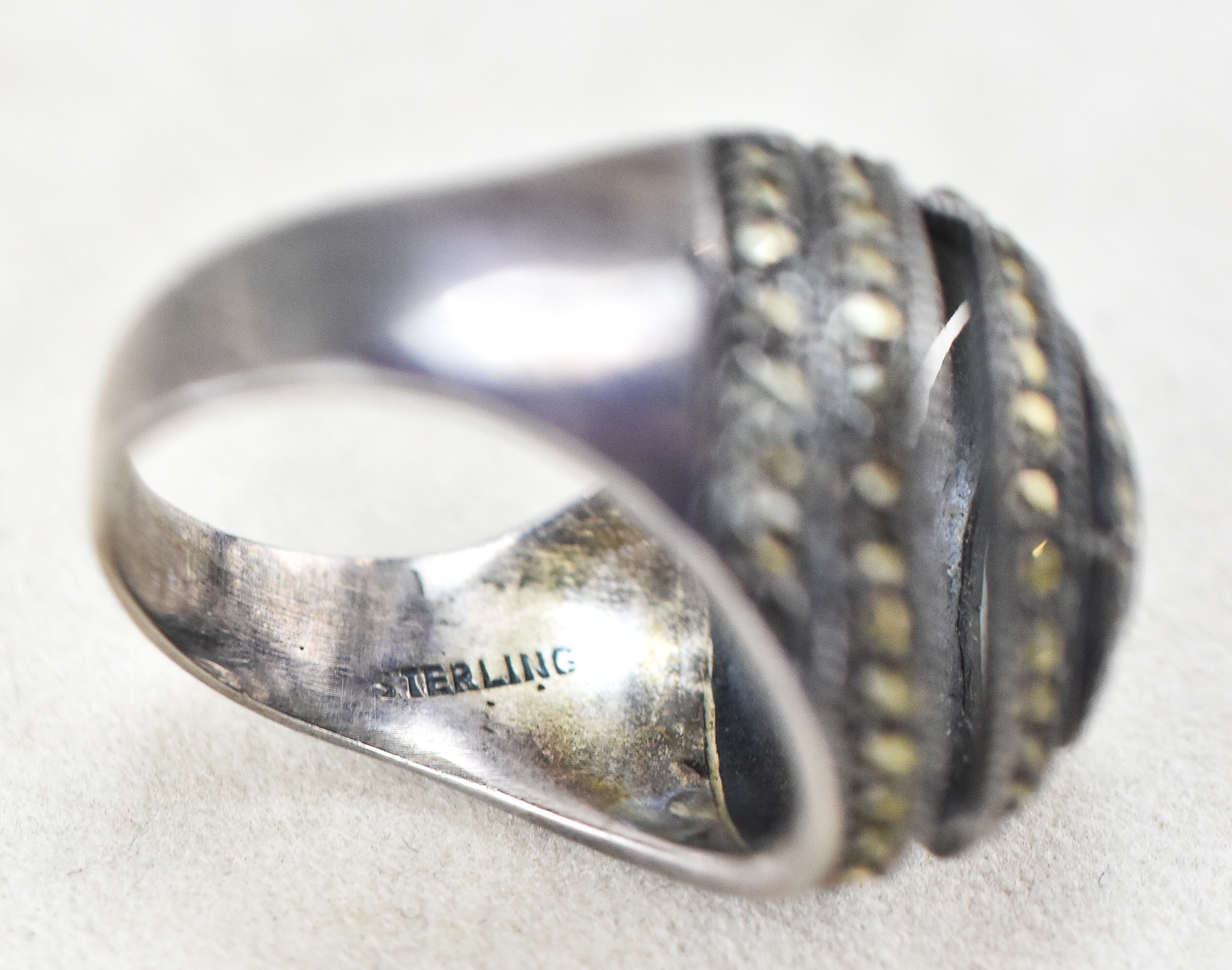 STERLING SILVER MARCASITE SPIRAL RING