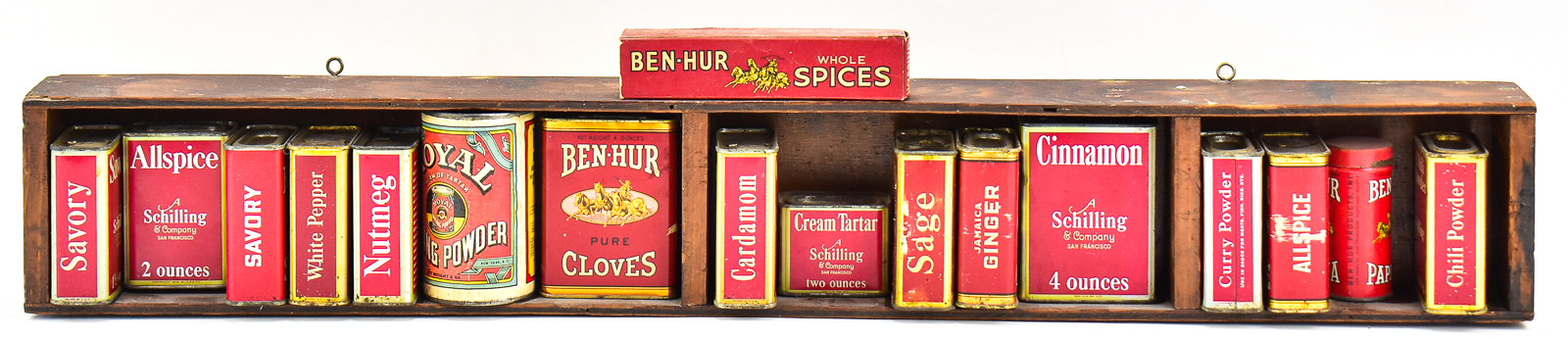 PRIMITIVE SPICE RACK WITH ASSORTED SPICES
