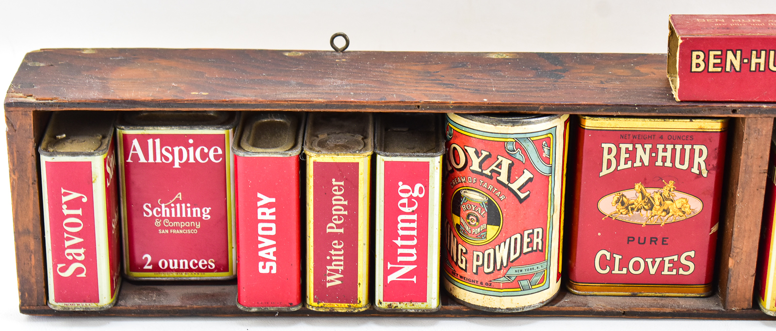 PRIMITIVE SPICE RACK WITH ASSORTED SPICES