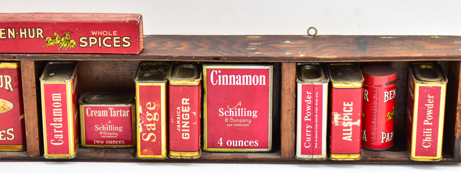 PRIMITIVE SPICE RACK WITH ASSORTED SPICES