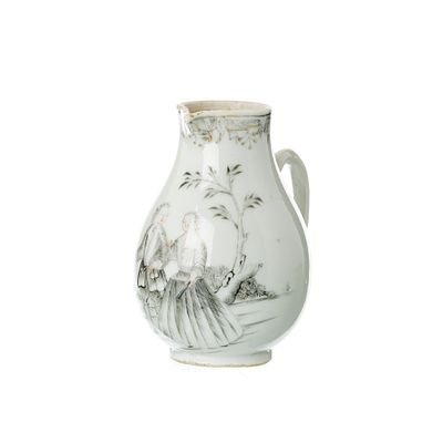 European subject Chinese porcelain milkjug. China, Qianlong, export porcelain, polychrome and 