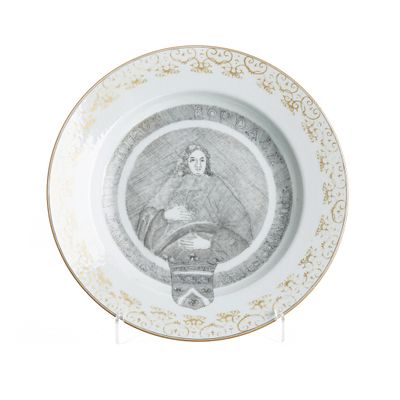 Chinese porcelain ‘Petrus Boudaan’ plate, Qianlong. China, Qianlong, export porcelain, gold and 