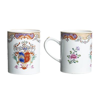 Chinese porcelain Armorial mug, Qianlong. China, Qianlong, export porcelain, polychrome 