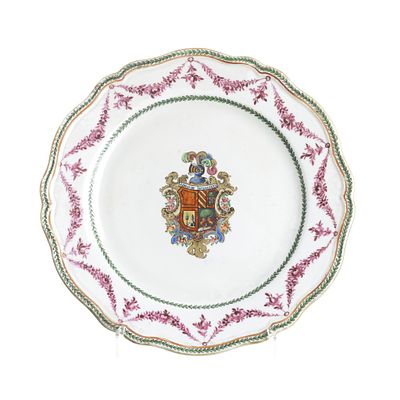 China porcelain Armorial plate, Pedro de Asteguieta. China, Qianlong, export porcelain 
