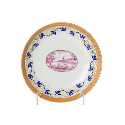 Chinese porcelain 'river landscape' dish, Jiaqing. China, Jiaqing, export porcelain, polychrome 