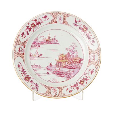 'River landscape' plate in Chinese porcelain, Qianlong. China, Qianlong, in porcelain 