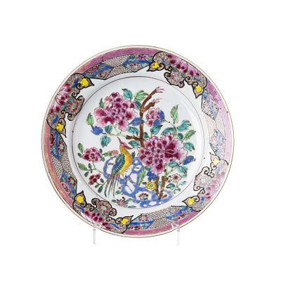 Chinese porcelain 'peony and bird' plate, Yongzheng. China, Yongzheng, porcelain with polychrome 