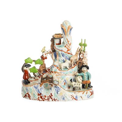 Chinese Dehua European subject sculptural group "mountain with figures and animals", 17thC. China 