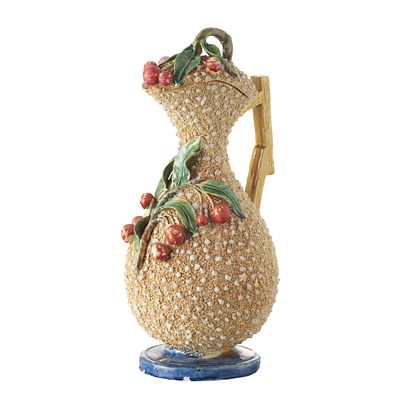 Jarro 'cerejas' em faiança das Caldas da Rainha. Portugal, séc.XX, em faiança das Caldas da 