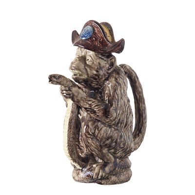 Bule 'macaco' em faiança de António Alves Cunha. Portugal, séc.XIX/XX, em faiança das Caldas da 