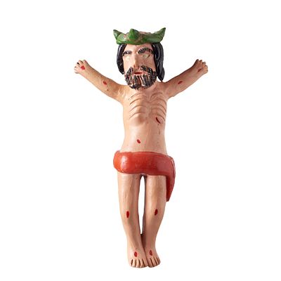 ROSA RAMALHO (1888-1977) - Cristo crucificado. Portugal, séc.XX, escultura em barro popular 