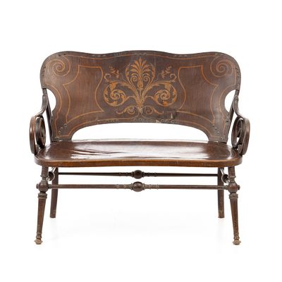 AUGUST TURPE JR, c.1900 - Art Nouveau Settee. Germany, Dresden, c.1900, mahogany and other woods 