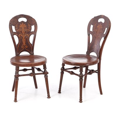 AUGUST TURPE JR, c.1900 - Pair of Art Nouveau bentwood chairs. Germany, Dresden, c.1900 