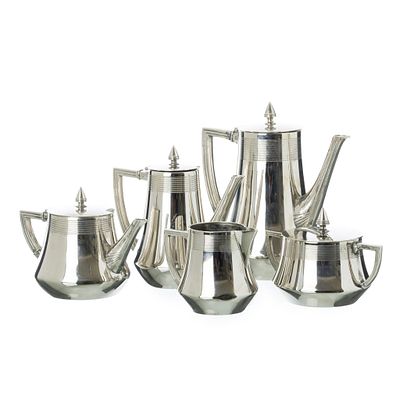 WMF- Jugendstil coffee, tea, and chocolate service. Germany, c.1910, in silver-plated metal 