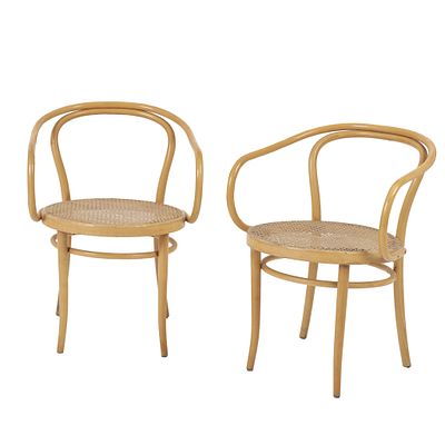 MICHAEL THONET (c. 1950-60) - Set of two armchairs model 'B9'. Czechoslovakia, c.1950-60, in 